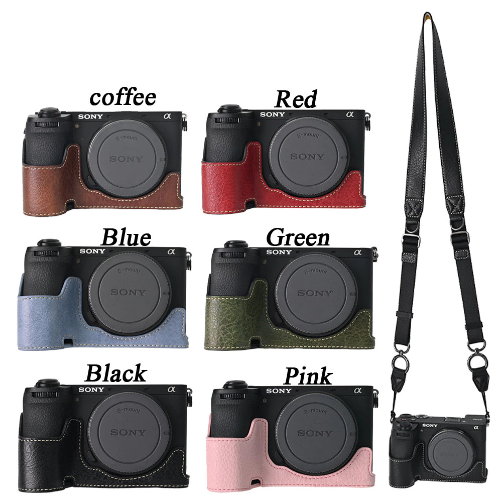 kinokoo Sony A6400 Hoes PU Leer Beschermhoes Compatibel voor Sony A6400 A6100 A6000 A6300 met 16-50mm Lens Camera Bruin