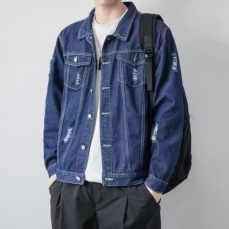 2025 New Style American Jacket Men Denim Jacket Korean Version Street