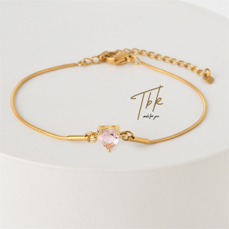 HAPPY HEART DARK MOP PINK GOLD BRACELET