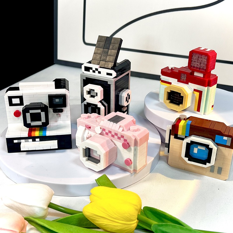 Vintage camera building blocks puzzle assembly toy decorations | Shopee ...