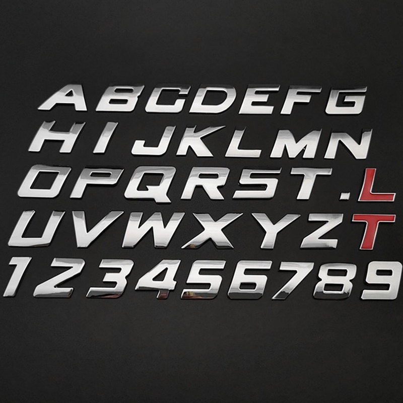 Italic 3D Metal 25mm Car Letters Alphabet Emblem Numbers Chrome ...