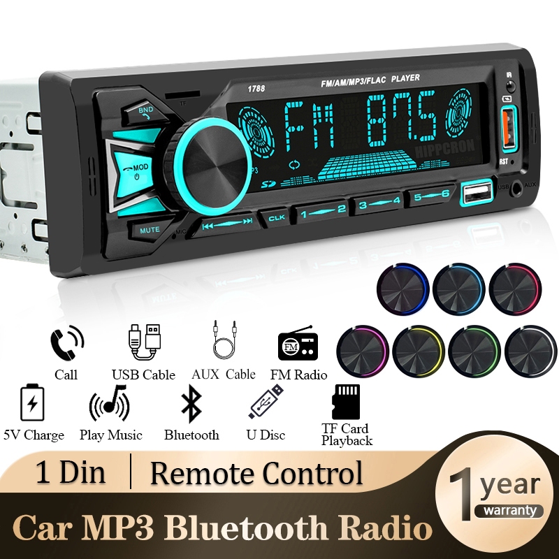Car Radio 1din Srereo Bluetooth MP3 Player FM Receiver Remote Control ...