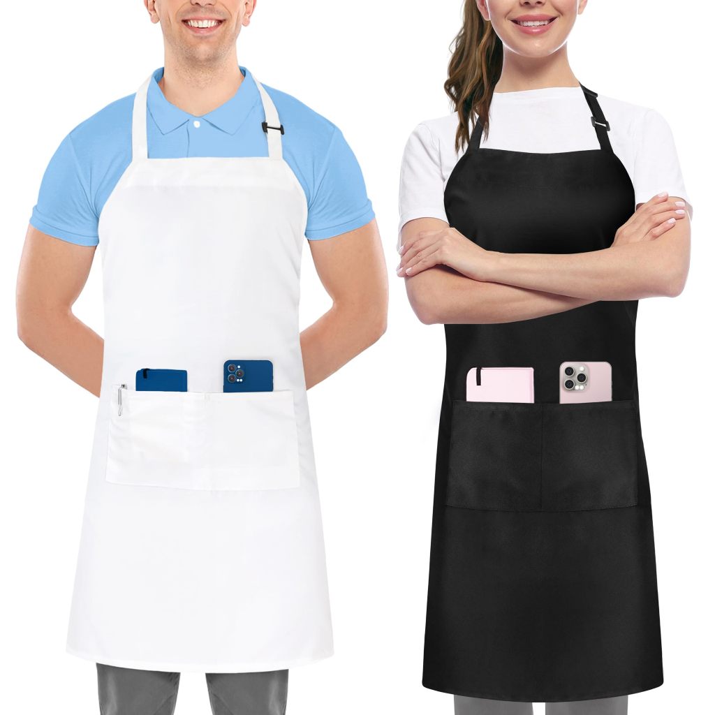 Adjustable Bib Apron Thicker Version Waterdrop Resistant with 2 Pockets ...