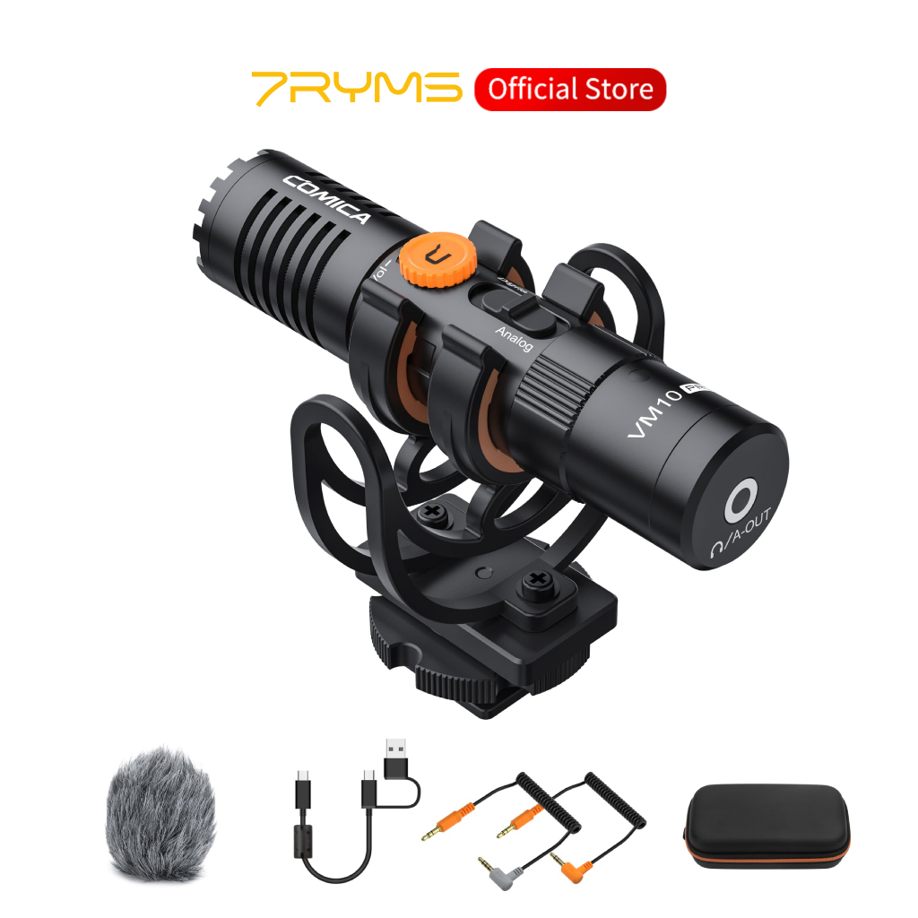 Comica VM10 Pro Camera Microphone With Shock Mount Gain Control And Deadcat, Video Shotgun Microphone For Smartphones DSLR - 44