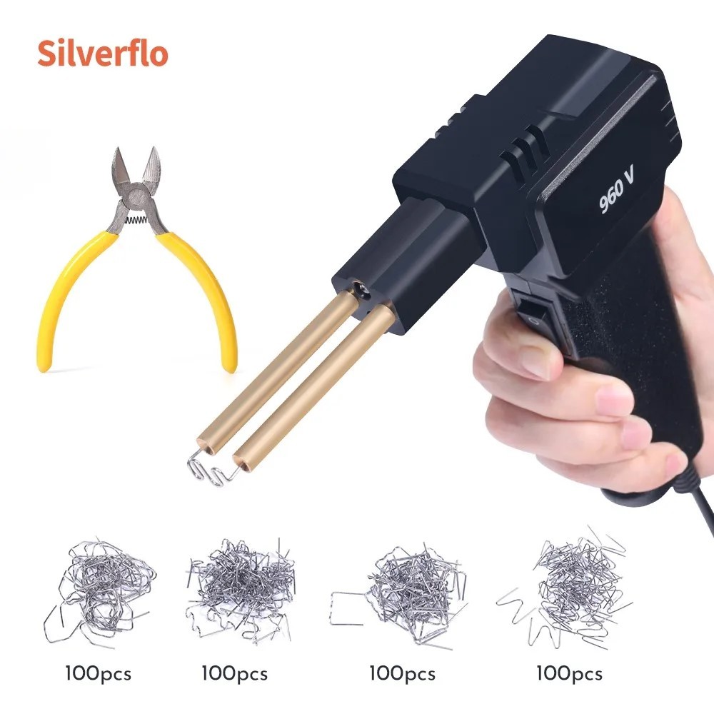 WEP 960-V Plastic Welder Kit – 110V With LED Light, 200 Hot Staples & Pliers, For Car Bumper, Gas Tank, Dashboard Repairs – Automotive Plastic Stapler