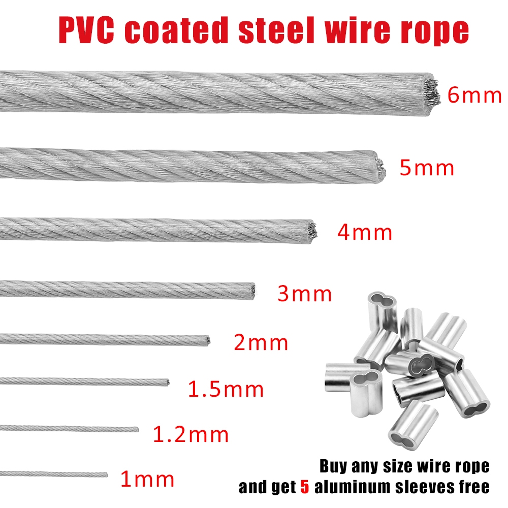 Diameter 1/1.2/1.5/2/3/4/5/6mm 304PVC Coated Soft Steel Wire Rope ...