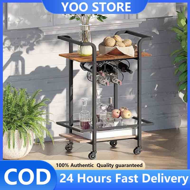 Wine Rack Trolley with Wheels Wine Bottle Storage Rack Bar Wine Rack ...