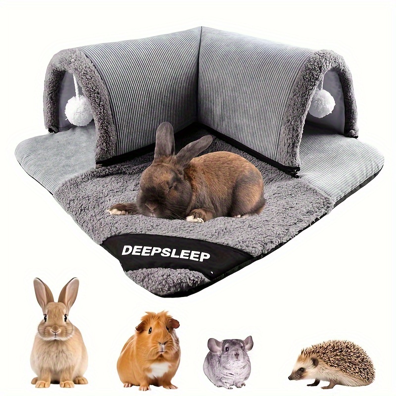 HERCOCCI Bunny Bed Tunnel - Large Rabbit Hideout With Plush Cave House Design