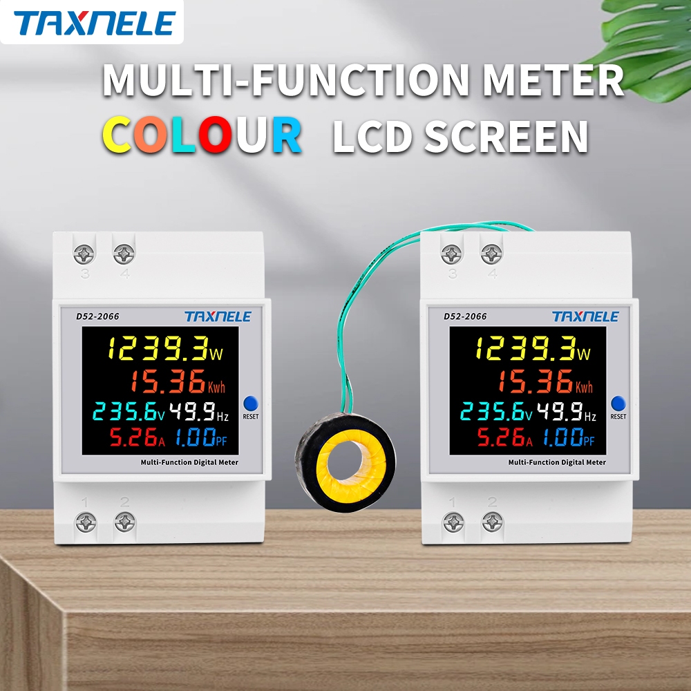 6IN1 220V 100A din rail AC monitor Voltage Current Power Factor KWH ...