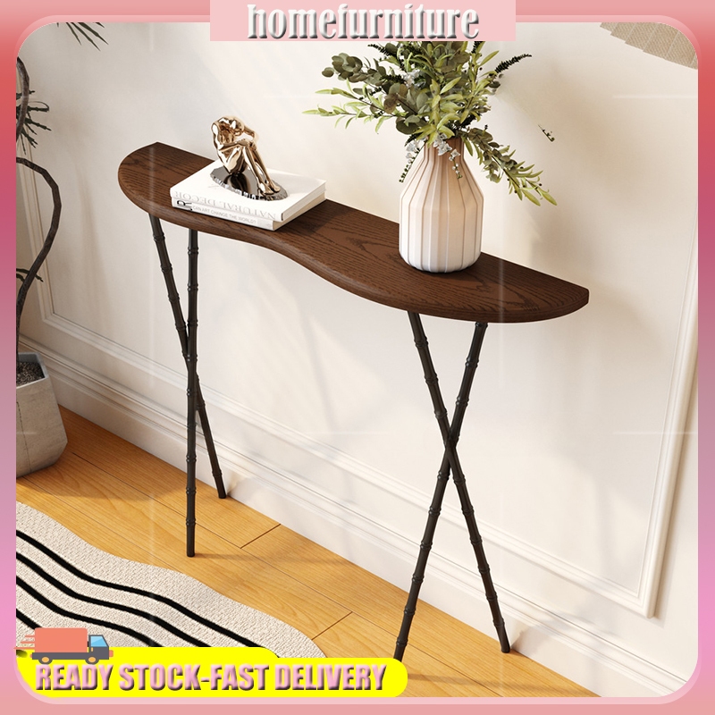 Creative Wavy Table Nordic Narrow Console Table Wooded Side Table Iron ...