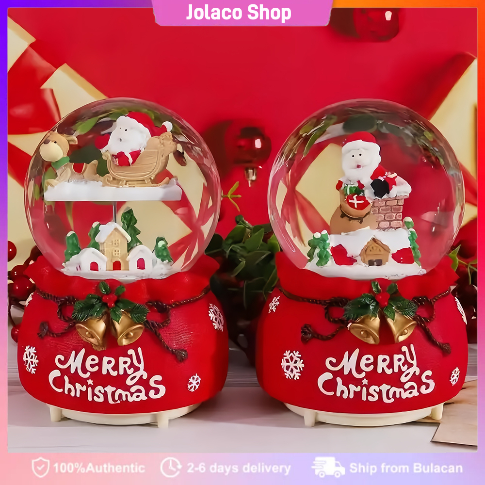 Christmas Snow Globe Battery Operated Rotating Snowflake Santa Claus ...