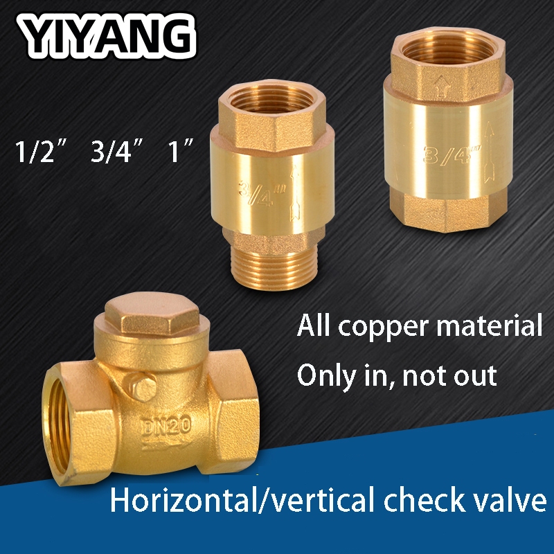 Heavy Brass Non Return Valve Vertical Check Spring One-way Check Water ...