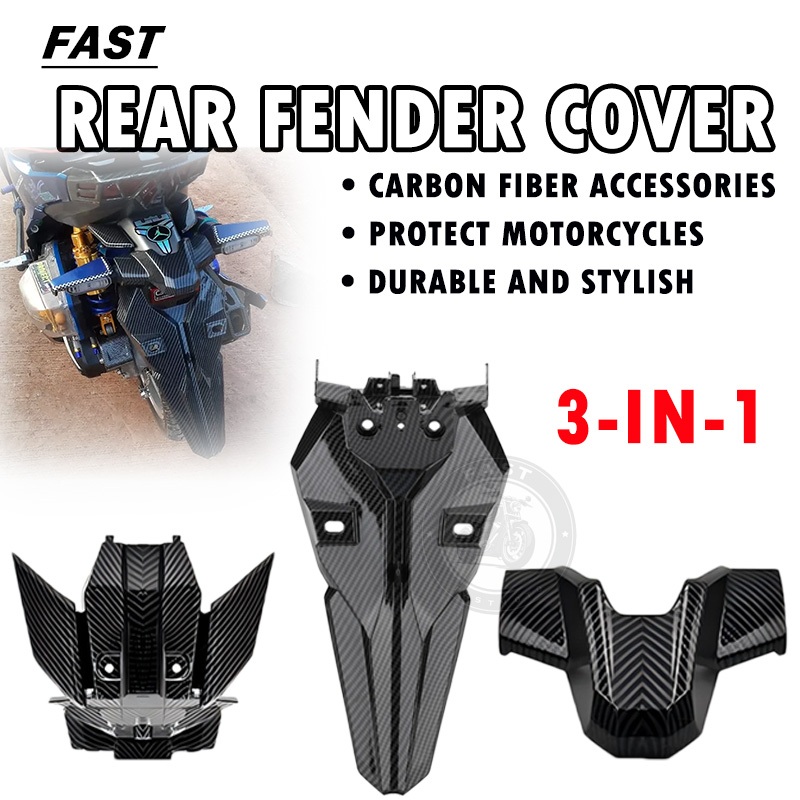 FAST Motorcycle Honda Click Rear Fender Cover 3-in-1 Set Trim Carbon ...