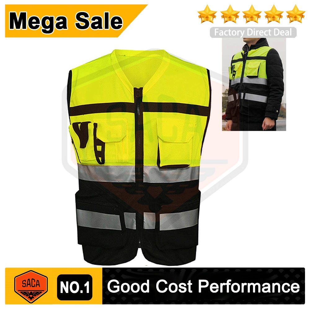 Ready Stock 7 Pocket Class 2 High Visibility Zipper Front Safety Vest ...
