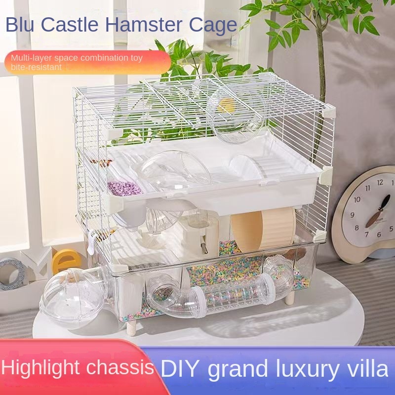 Picture of Hamster Cage Double-Layer Three-Layer Iron Wire Hamster Cage Golden ...
