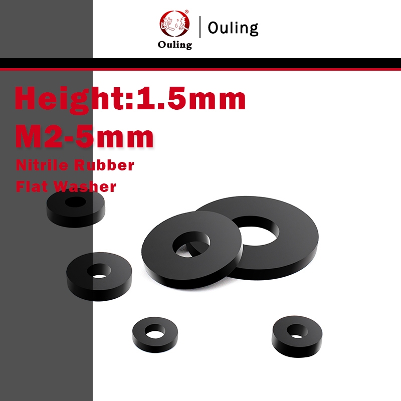 Ouling H1.5mm Plain Gasket M2-M15 Black Nitrile Rubber NBR Sealing Flat ...