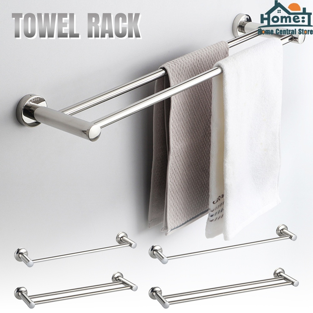 Stainless Steel Towel Rack Bathroom Single&Double Towel Rack Wall ...