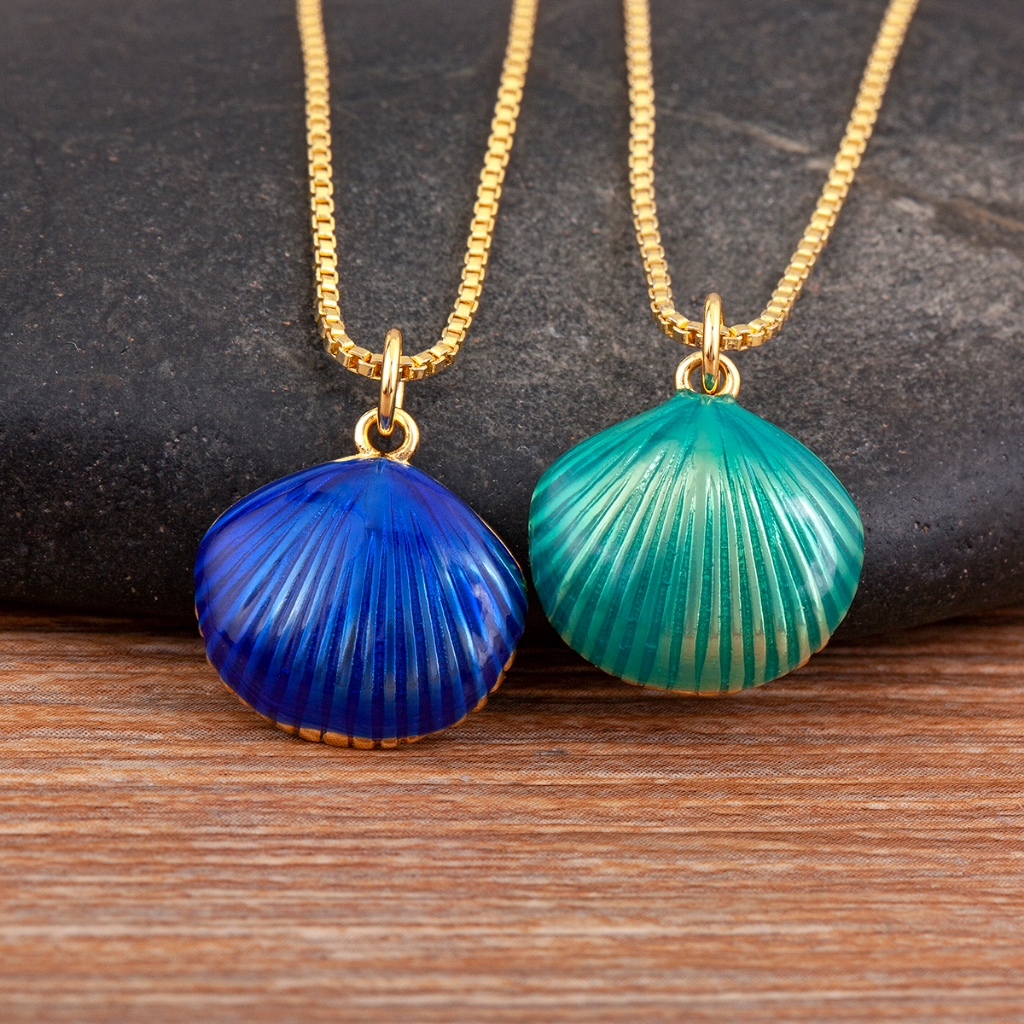 New Trendy Shell Shape Punk Style Charm Pendant Necklace Colors For Women  Men Daily Party Choker Neck Jewelry Fine Gifts