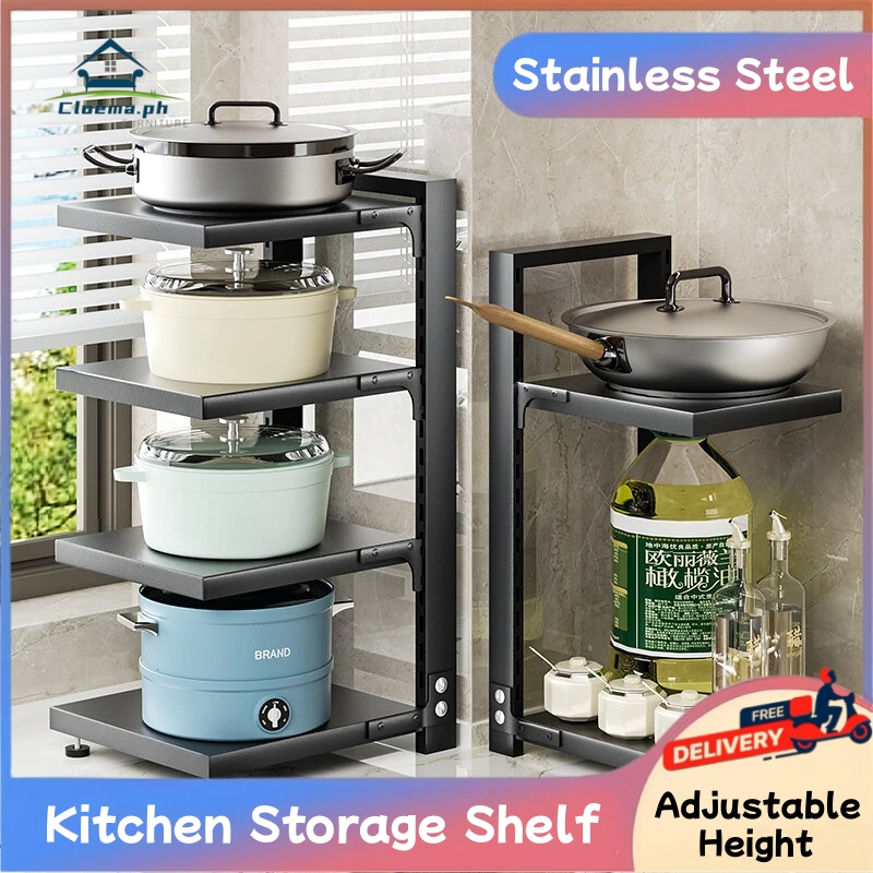 Adjustable Kitchen Rack Kitchen Pan Organizer Pot Rack Countertop ...