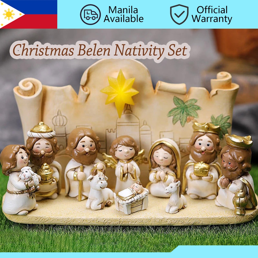 【COD】Christmas Belen Nativity Set For Xmas Decoration Holy Family Resin ...