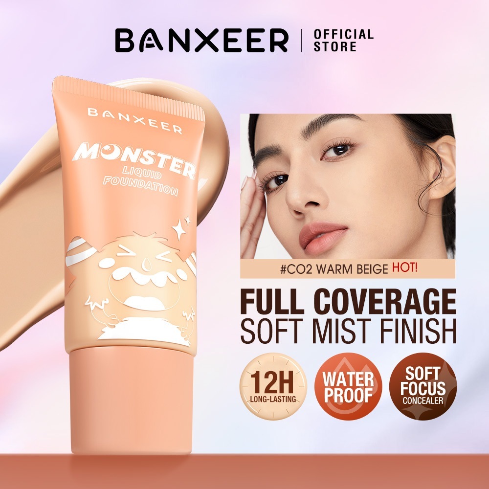 BANXEER Liquid Foundation Waterproof BB Cream Full Coverage 12H Lasting ...