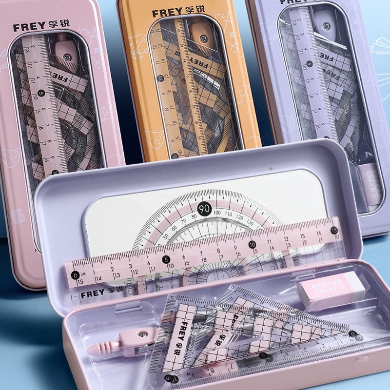 7pcs/Set Geometry Compasses//Triangle Ruler/Ruler/Protractor Exam ...