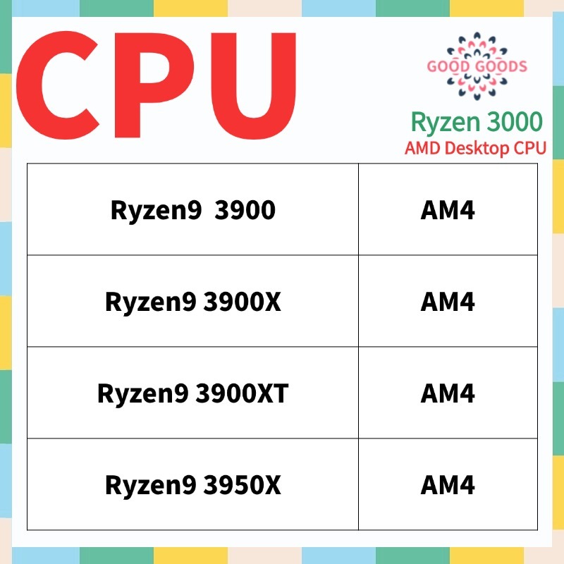 Ryzen9 3900 Ryzen9 3900X Ryzen9 3900XT Ryzen9 3950X AMD Ryzen 3000 ...