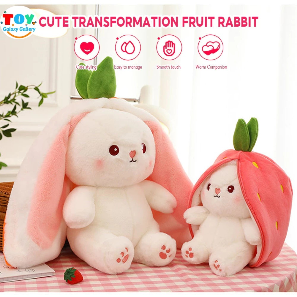 Strawberry Rabbit 2-in-1 Plush Toy Pillow Filling Doll Children's ...