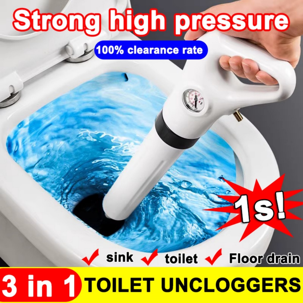 Toilet pipe unclogging device one shot pneumatic toilet floor drain ...