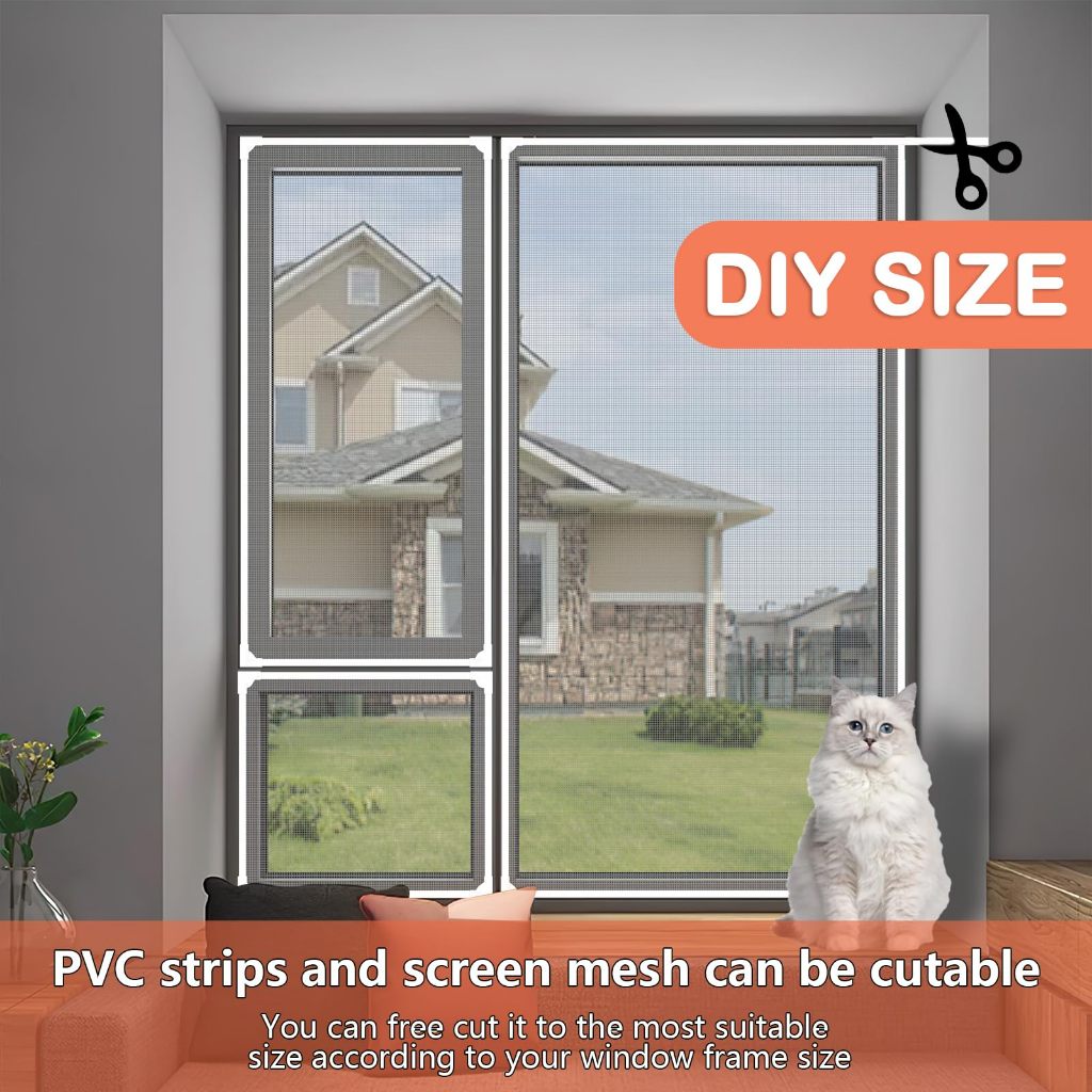 Magnetic Window Screen Adjustable DIY Window Net Screens Mesh Max 150 x ...