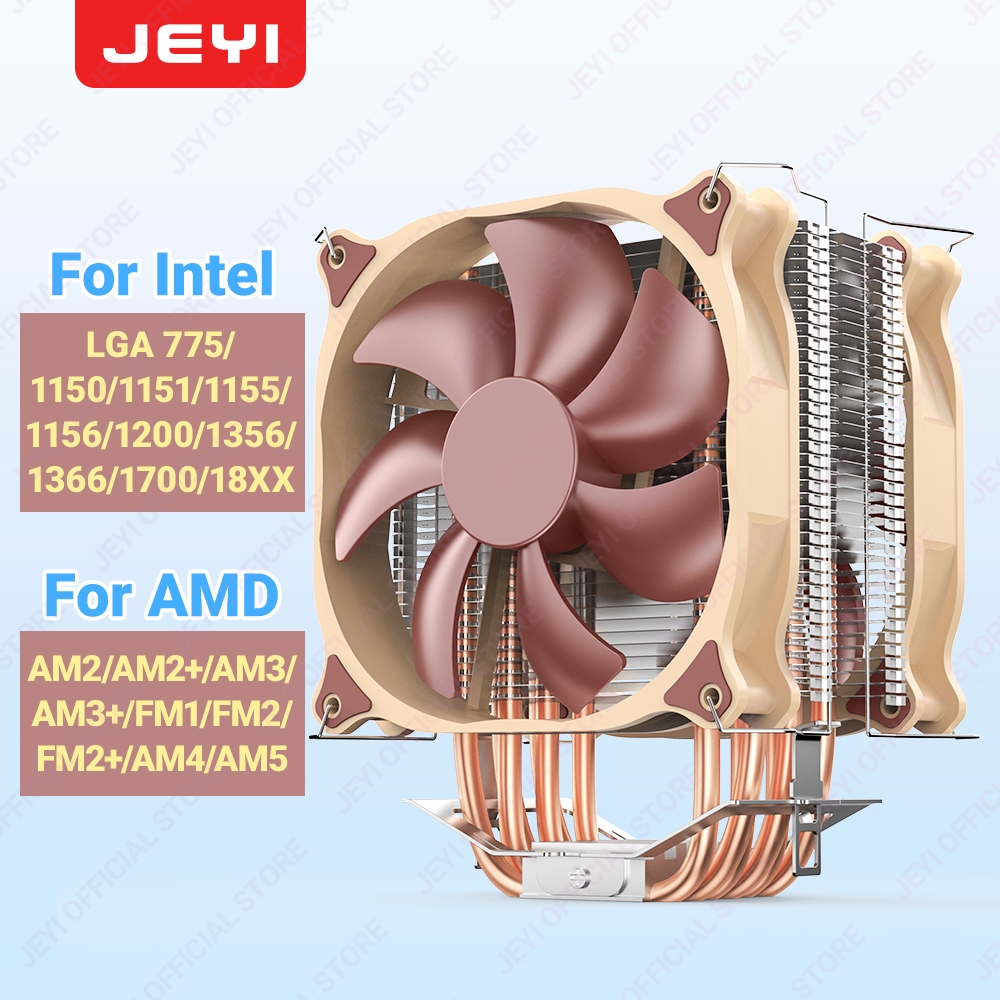 JEYI CPU Cooler 4/6 Heat Pipe Tower Radiator PC 120mm 4PIN PWM Fan for ...