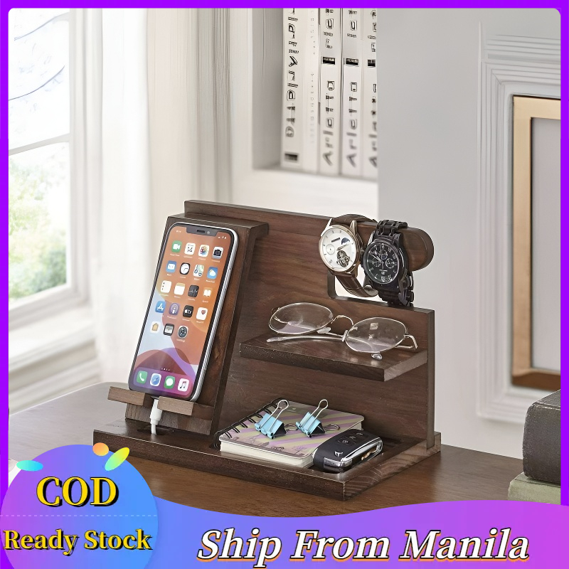 Wood Phone Docking Station Ash Key Bottom charge Holder Wallet Stand ...