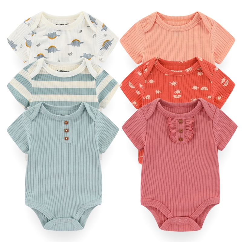 ZAV Newborn Baby Short Sleeved Cotton Dinosaur Printed Clothing 3-Piece  Fashion Clothing For Boys