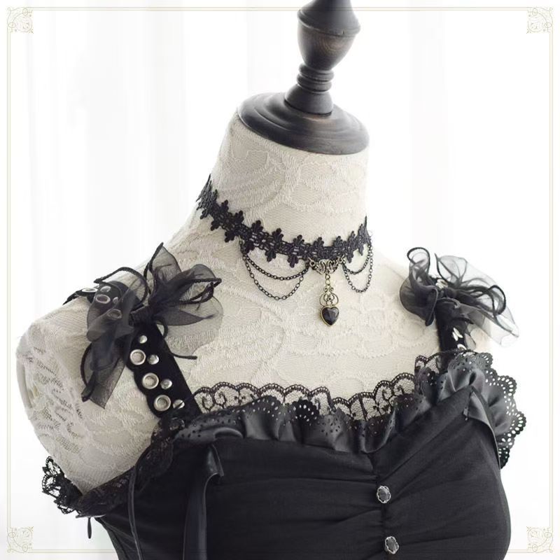 Dark Lolita Lolita Punk Love Lace Necklace Retro Gothic choker Clavicle ...