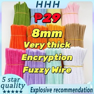 100pcs 8mm Colorful Dense fuzzy wire pipe cleaner craft flower Chenille ...