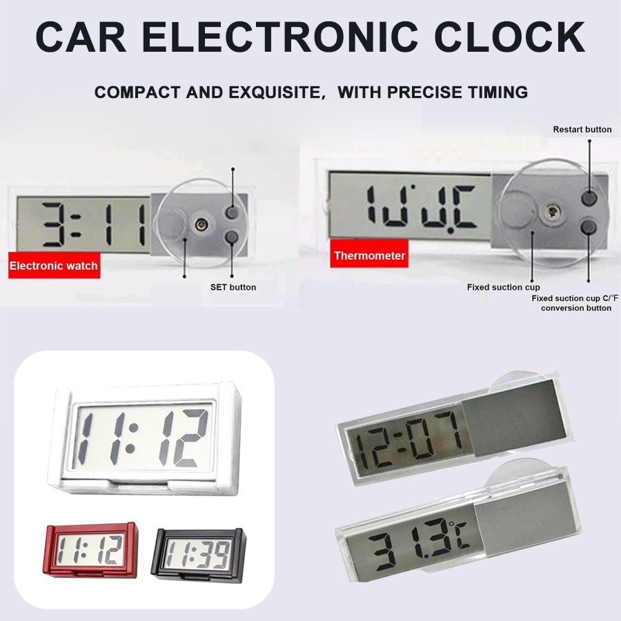 Car LCD Clock Vehicle Digital Dashboard Clock With Suction Cup Vehicle ...