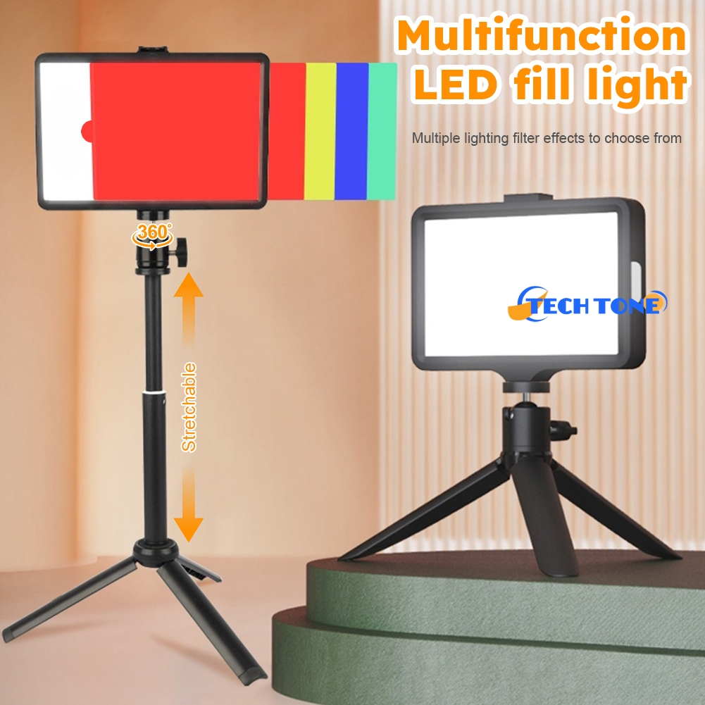 6/8inch LED Video Light Dimmable Panel Fill Light with Tripod ...