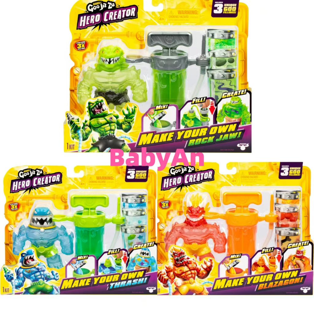 Heroes Of Goo Jit Zu Hero Creator – Figura Thrash 11 Cm Con Kit Per Creare Texture Personalizzate