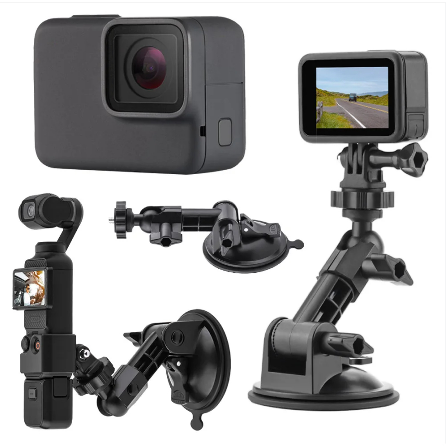 Support Voiture à Ventouse Pour Caméra D'action Et Smartphone - Rotule 360°, Filetage 1/4" - Compatible GoPro, Insta360, DJI Osmo
