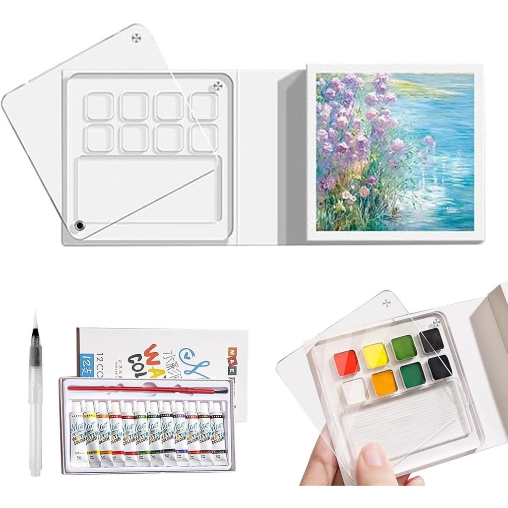 Pocket Watercolour Travel Set - Mini Paint Box With Sketchbook, Pen & 8 Colors For Artists On The Go