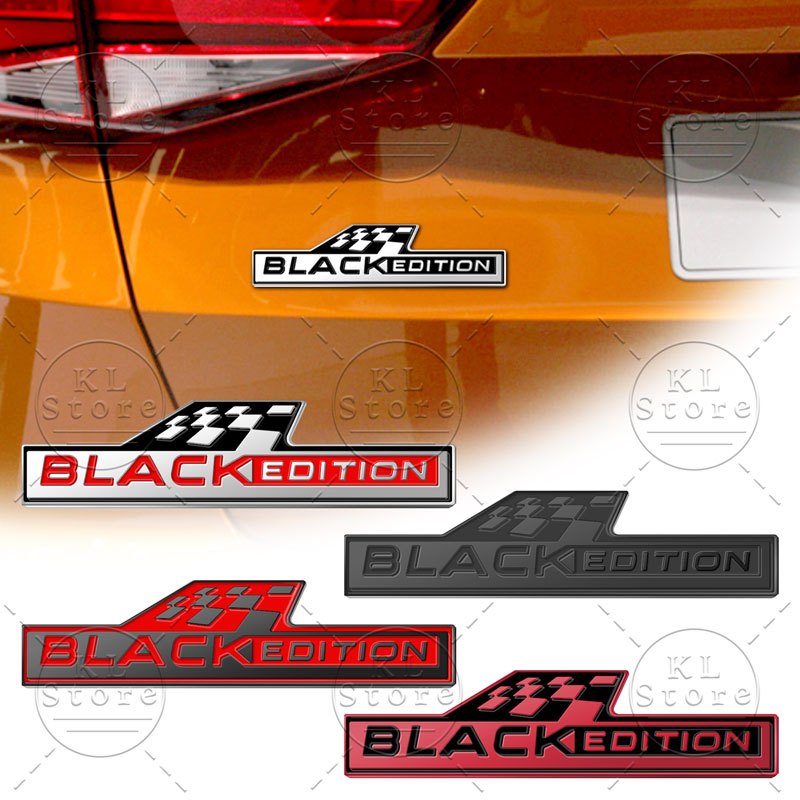 3D Metal Race Flag Black Edition Emblem Car Rear Tail Trunk Badge ...