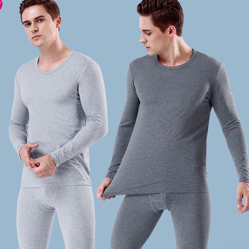 Men'S Winter Thermal Underwear Set, Polyester & Spandex Crew Neck Long ...