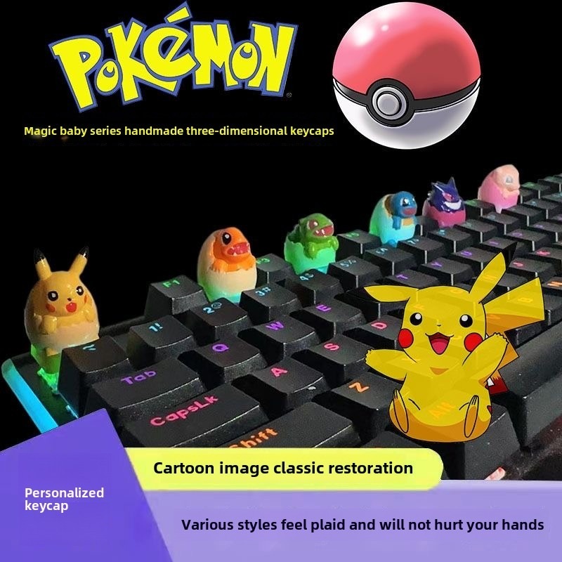 Cartoon Pikachu Themed Keycaps Personalized and Creative 3D Key Caps ...