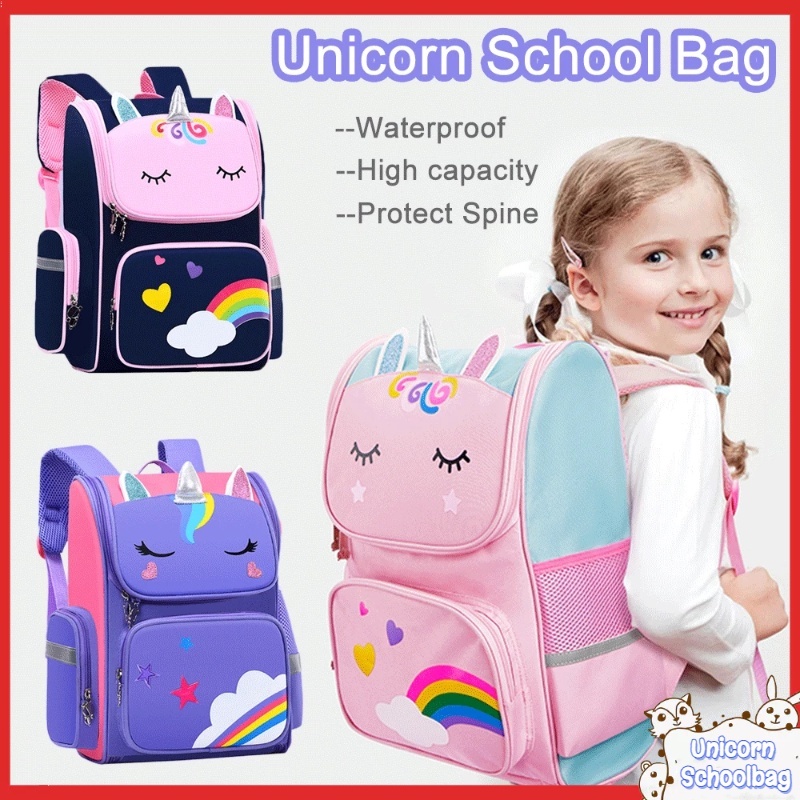 24*37cm,Waterproof backpack for children aged 3-8, pink unicorn girl ...