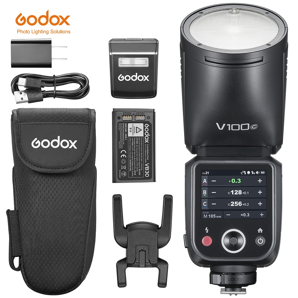 Godox V100 TTL Li-ion Round Head Camera Flash Light with 100Ws On ...