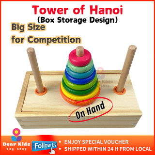8 Rings Tower of Hanoi Learning Wooden Toys 8-story Rainbow Tower ...