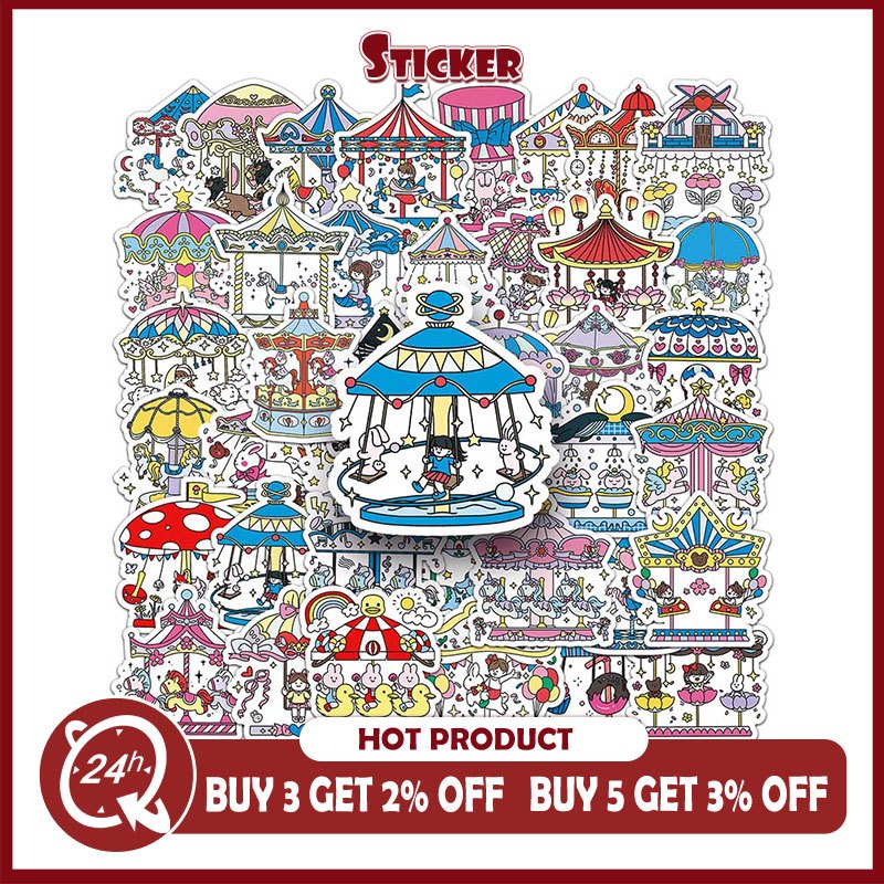 50Pcs Cute Cartoon Carousel Sticker DIY Diary Laptop Luggage Skateboard ...