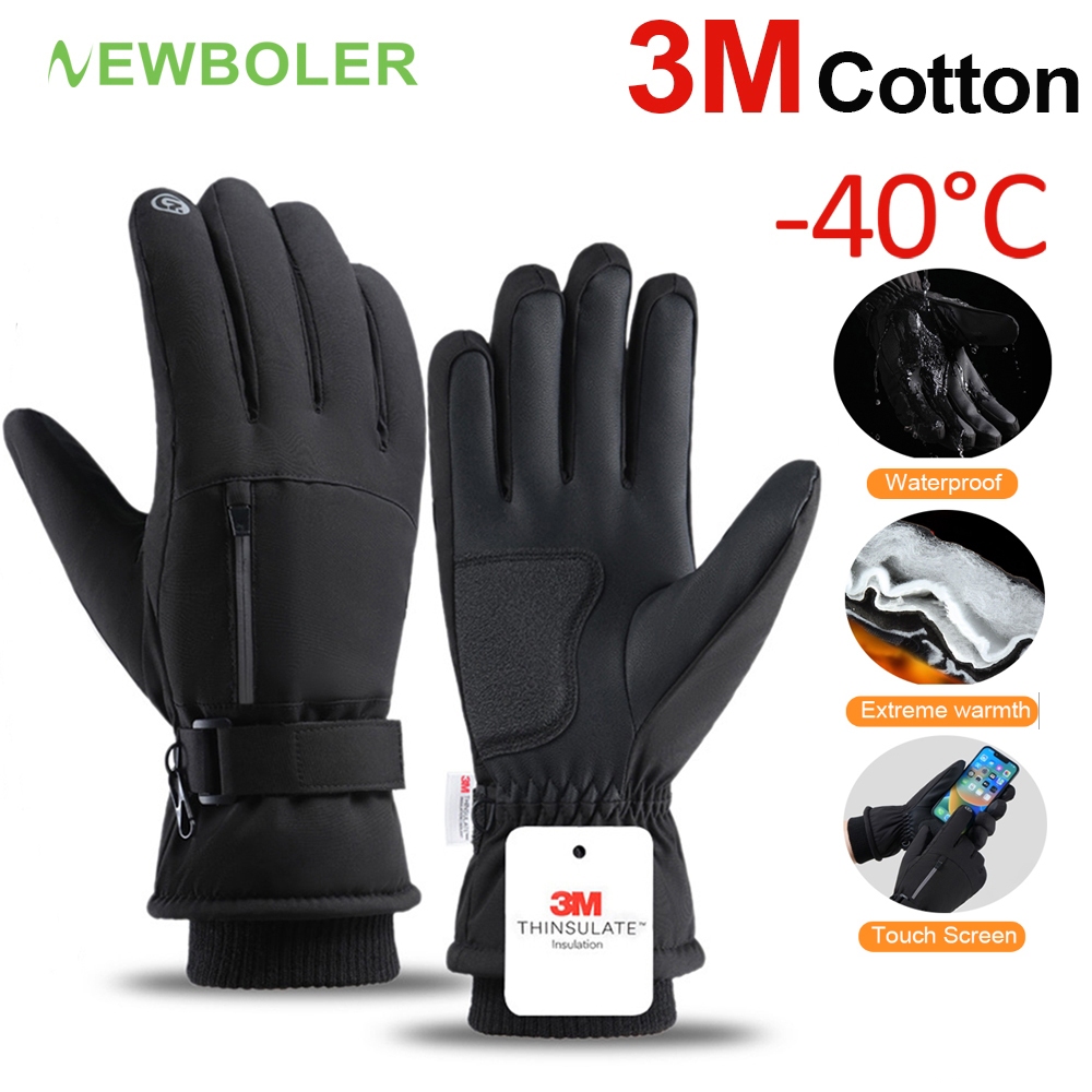 Newboler Waterproof Winter Gloves Touch Screen Fleece Gloves Non-slip Warm  glove Full Finger Bicycle Gloves Outdoor Sports Running Motorcycle Men Ski 