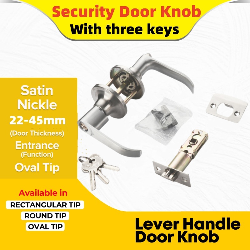 Double lock door knob Set Stainless Door Lock door knob [with 3pcs Keys ...