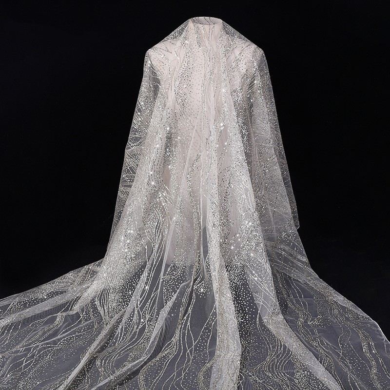 1 Meter Water Ripple Glitter Powder Mesh Wedding Dress Fabric | Shopee ...
